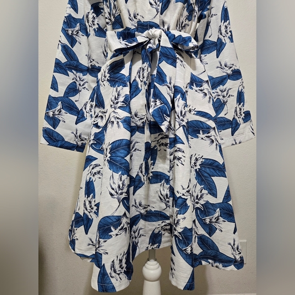 Gracia Blue and White Midi Shirt Dress Sz Small - Picture 4 of 14